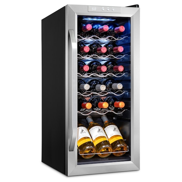 Ivation 18-Bottle Compressor Freestanding Wine Cooler Refrigerator - Stainless Steel IVFWCC181WSS - main